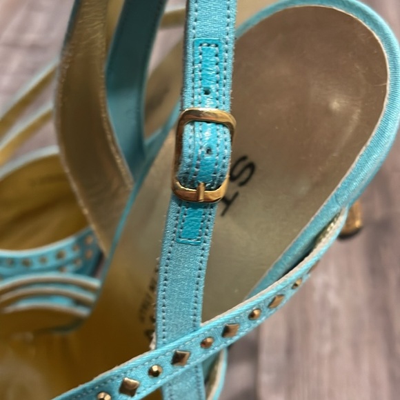 ST. JOHN Aqua Slingback rhinestone heels Made In Italy size 9 “something blue” - Picture 8 of 9